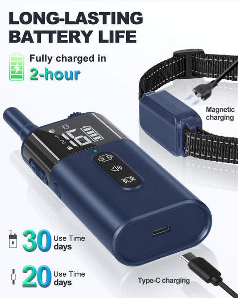 Vibrating Dog Collar, No Shock Training Collar with Remote, 2000ft Range, Waterproof & Rechargeable for 8-120 lbs