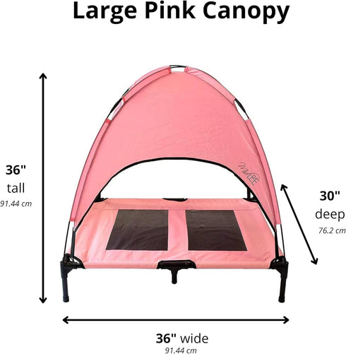 Midlee Pink Dog Cot Bed with Canopy, Large - 30" x 36"