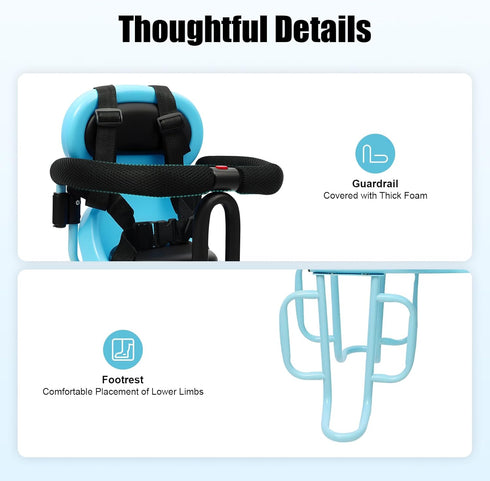 Rear Baby Bike Seat with Handrail - Child Carrier for Safe Riding