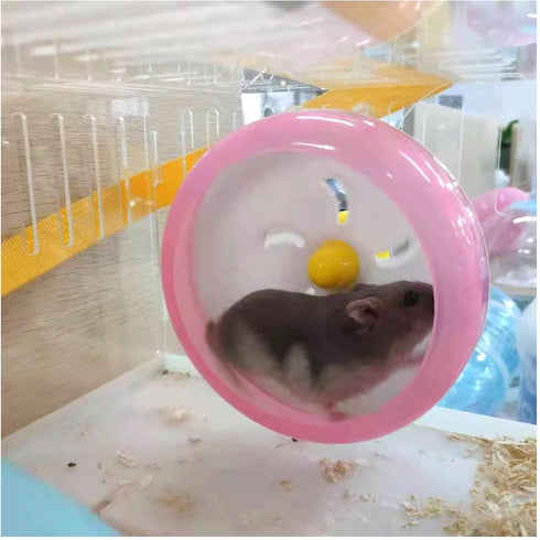 WishLotus Silent Hamster Running Wheel, Pink Exercise Toy for Dwarf Hamster, Cage Accessory for Golden Silk Shih Tzu