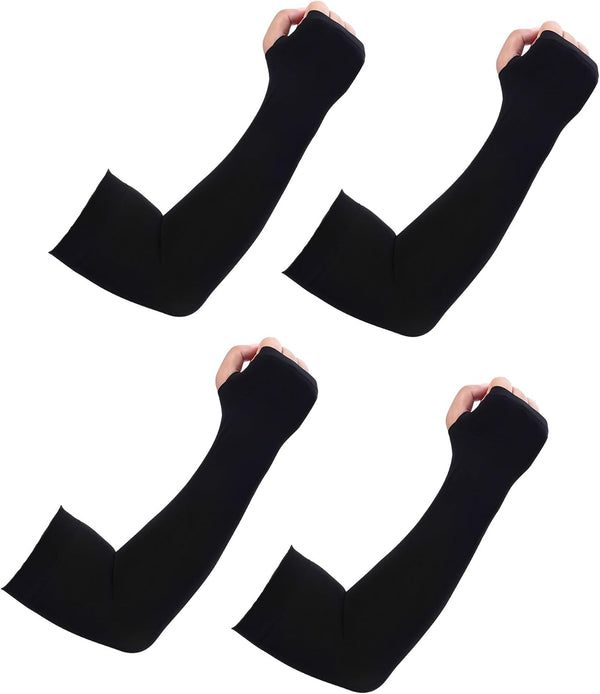 KUHNMARVIN 2 Pairs Compression Arm Sleeves - UV Protection Cooling Tattoo Cover Up for Basketball Football