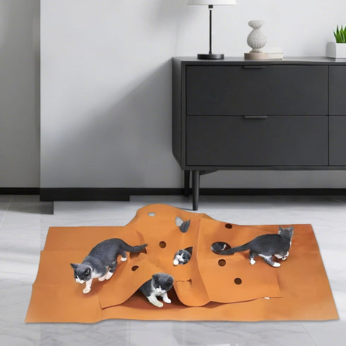 Generic 120x90cm, Cat Activity Mat, Cat Activity Play Pad, Kitten Tunnel, Fun Interactive Pet Rug, Space-Saving Design