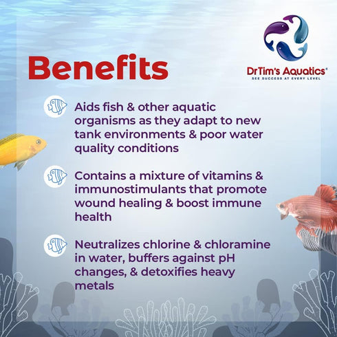 DrTim's Aquatics First Defense 32oz for Freshwater Aquariums – Stress Relief & Immune Support with Vitamins &