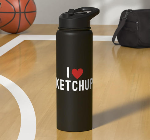 Ketchup Costume Kids I Wonder If Ketchup Loves Me I Love Ketchup Tshirt Youth Funny ketchup condiment Stainless Steel