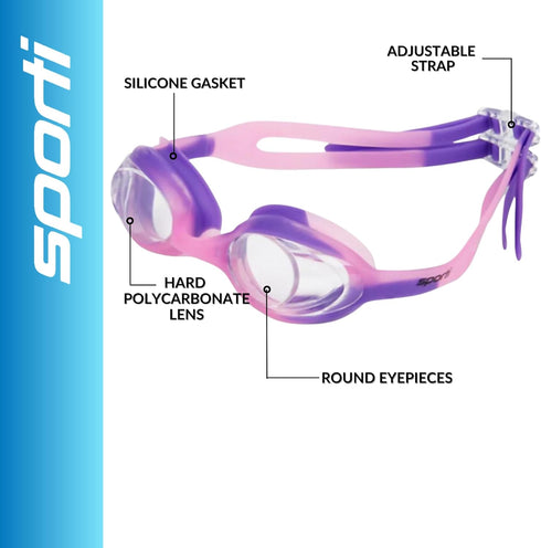 Sporti Unisex Junior Swimming Goggles, Swim Goggles for Kids, Safety for Pool and Beach, Anti Fog UV Protection