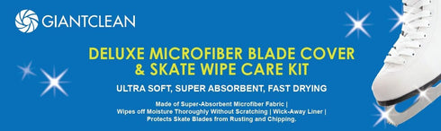 GIANTCLEAN Microfiber Skate Blade Cover (Soaker) & Skate Wipe Care Kit, Ultra Soft, Super Absorbent, Fast Drying