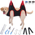 plplaaoo Dog Grooming Hammock, Breathable Thickened Pet Harness with Nail Clipper & Comb for Cats, Red