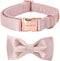 Unique style paws Pink Silk Dog Collar with Bow, Soft Adjustable Bowtie Gift for Large Female Dogs
