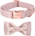 Unique style paws Pink Silk Dog Collar with Bow, Soft Adjustable Bowtie Gift for Large Female Dogs