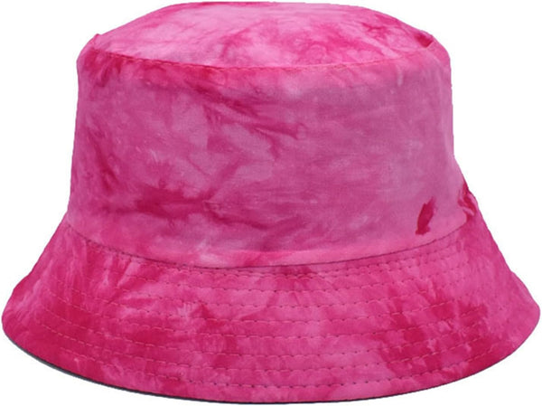 Reversible Tie Dye Bucket Hat, Multicolored Cotton Fisherman Cap, Packable Sun Hat