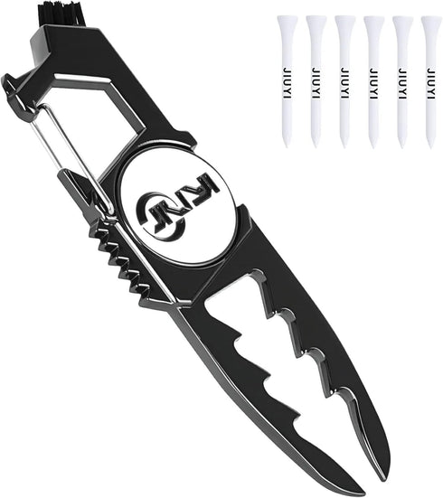 JIUYIBC Golf Divot Tool with Magnetic Ball Marker, and Tee Height Adjuster, 6