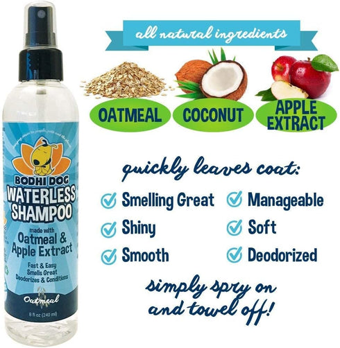 Bodhi Dog Waterless Shampoo, Natural Dry Shampoo for Dogs or Cats, Neutralizes Pet Odor, No Rinse Required (Oatmeal and