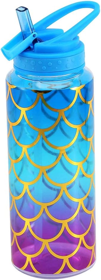Home Tune Cute Water Bottle with Straw - BPA FREE Tritan, Leak Proof, 32oz/950ml, Pretty Design, Mermaid