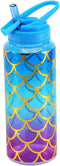 Home Tune Cute Water Bottle with Straw - BPA FREE Tritan, Leak Proof, 32oz/950ml, Pretty Design, Mermaid