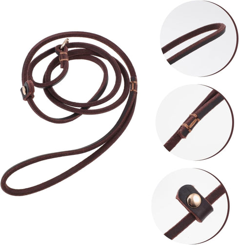 FOMIYES Dog Rope Walking Leash, Heavy Drawstring Leather Pet Supplies for Walking