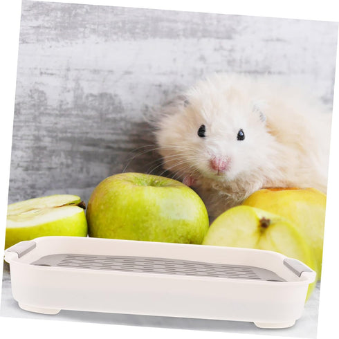 10.62X7.40X1.57 Inch Rabbit Litter Box Rectangular Small Pet Toilet with Raised Fence Non-Slip Bottom for Bunny