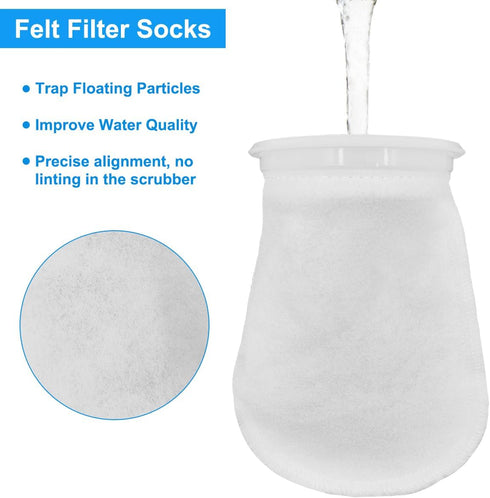 4Pcs 4 Inch Ring Filter Socks 200 Micron, Aquarium Filter Bags for Freshwater Saltwater Aquariums, Sump Use