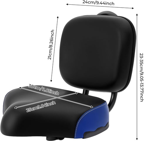 YDOOLNG 220lbs Commuter 9.84 11.81in Bike Seat with Backrest, Bicycle Seat with Adjustable Height Bike Saddle