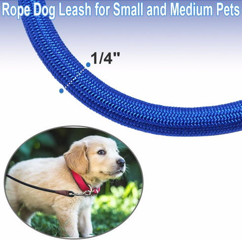 Small Dog Leash, Lightweight Strong Nylon Rope 1/4" by 6/8/10 FT, Bright Classic Leash for Small Pets (6ft, Dark Blue)