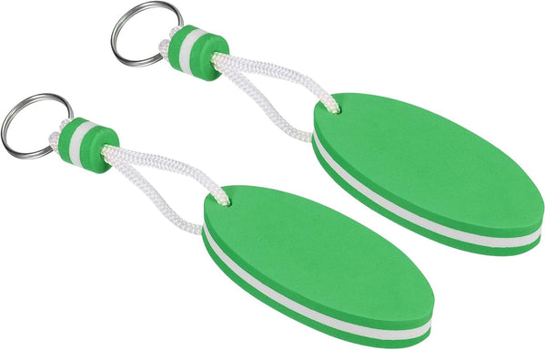 PATIKIL 2 Pack Floating Keychain, Sports Buoy Key Rings, Oval Buoyant Key Holder for Fishing Kayaking, Green