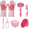 KEEPLKVOC 8PCS Dog Bath Supplies SetDog Washing GlovesShampoo Brush, Shedding Slicker BrushComplete Pet