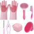 KEEPLKVOC 8PCS Dog Bath Supplies SetDog Washing GlovesShampoo Brush, Shedding Slicker BrushComplete Pet