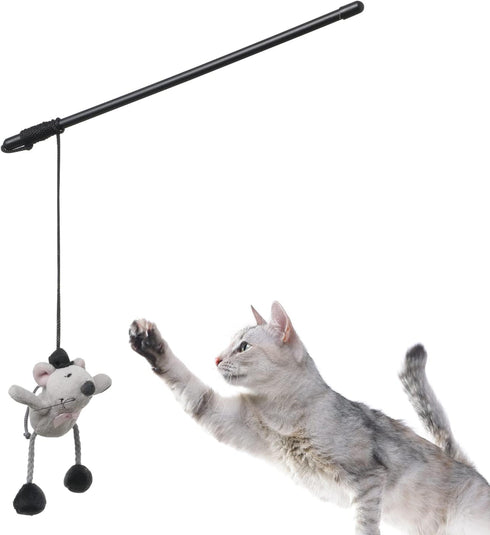 PAZ'S GIFT Cat Wand Toy, Cute Mouse Tease Interactive Indoor Toy for Cats, Fun Kitten Play with Chase Movement