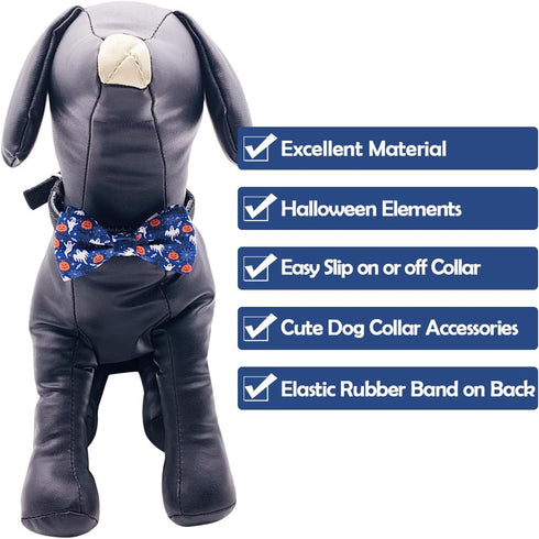 PET SHOW 10pcs Halloween Small Dog Bow Ties for Medium Dogs, Detachable Bowties with Elastic Bands