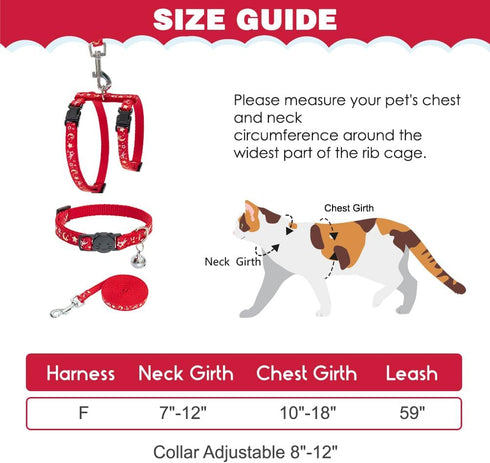 PAWCHIE Escape Proof Adjustable H-shaped Cat Harness with Leash and Collar Set - Glow in The Dark Star and Moon Pattern
