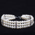 Fancy 3 Row Pearls Diamond Dog Necklace - Bling Rhinestones Jewelry for Small Dogs, Neck Size: 10"-12"