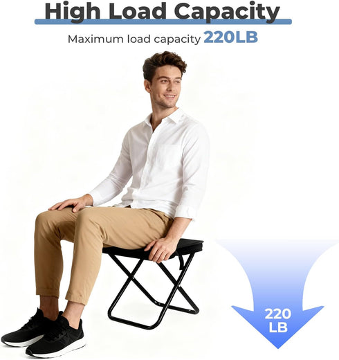 YFFFOVSSS 1.4Lbs 220Lbs Portable Folding Camping Stool - Ultra Lightweight, Heavy Duty, Reinforced Steel Frame, Quick