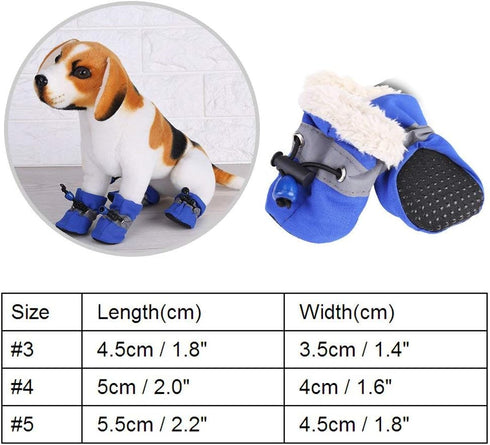 Fdit 4Pcs Dog Shoes Protectors with Elastic Fastening Band Set, Anti-Slip Sole Pet Dog Shoes Boots, Soft Cotton Padded