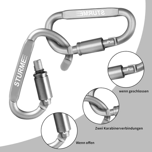STURME Carabiner Clip Set, Durable Aluminum D-Ring Locking Large Carabiners for Outdoor Camping, 9 Pack