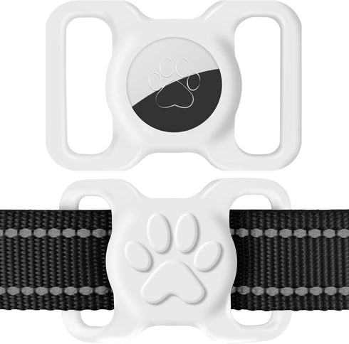Dynmeow Airtag Dog Collar Holder, Stretchy Silicone Holder for Medium and Large Dogs, Anti-Lost Compatible with 1.2 and