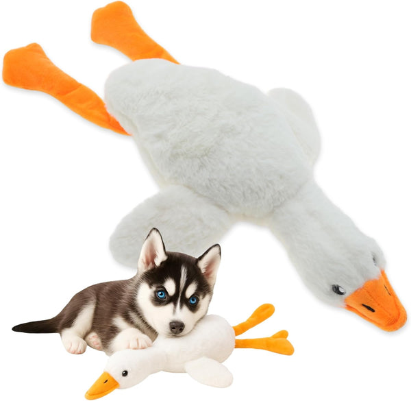 GLIDESMOOTH Dog Toys for Aggressive Chewers, Goose Chew Toy for Dogs, Squeaker Crinkle