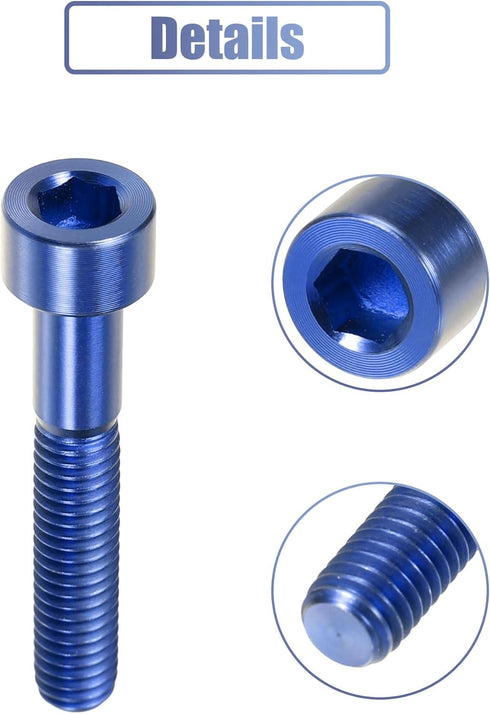 uxcell Blue Universal M6x35 Bike Stem Bolt Bicycle Headset Accessory