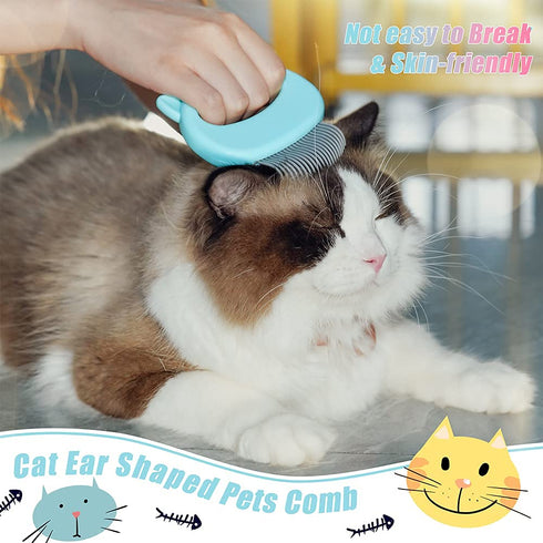 Cat Comb Pet Grooming Tool, Soft Deshedding Brush for Short & Long Hair, 3 Piece Massaging Shell Comb