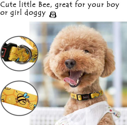 QQPETS Adjustable Soft Dog Collar - Print Flower Pink Multicolor Cute Patterns for XS Small Medium Large Pets