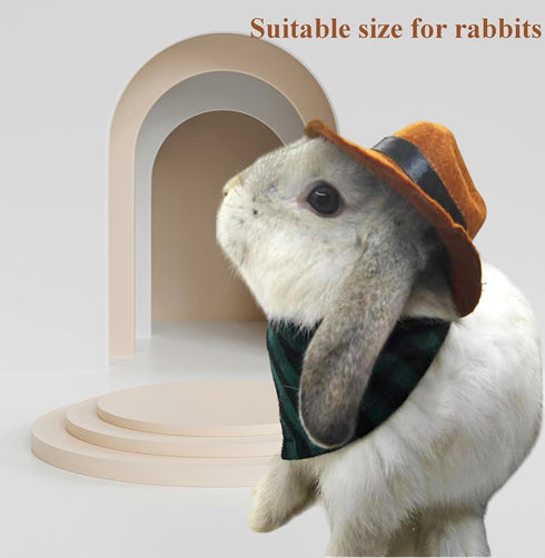 Set Rabbit Hat Scarf Pet Cowboy Cosplay Outfits Funny Halloween Costume Stuff for Small Animals Bunny Guinea Pig Ferret