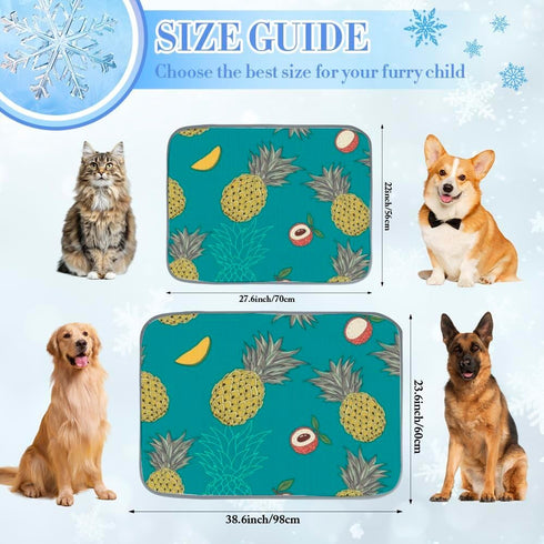 Generic 28" X22" Cooling Dog Beds for Large Dogs Ice Silk Cooling Crate Mat for Dogs Tropical Fruit Dog Car Bed