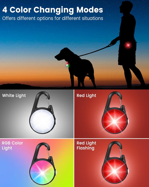 Dog Lights for Night Walking, 2 Pack Rechargeable Clip On Safety Light for Nighttime, IP68 Waterproof (Black)