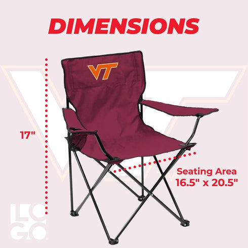 NCAA Portable Quad Chair - Folding Tailgate Chair with Cup Holder