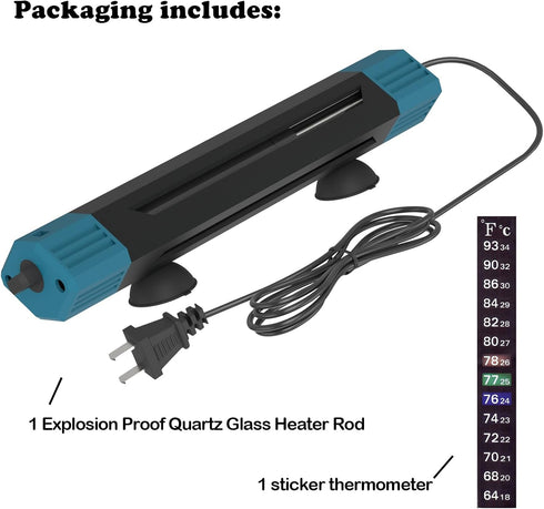 Aquarium Heater - 300W Rapid Heating, Energy-Saving, Anti-Dry Protection, Intelligent Thermostat for Fish Tank