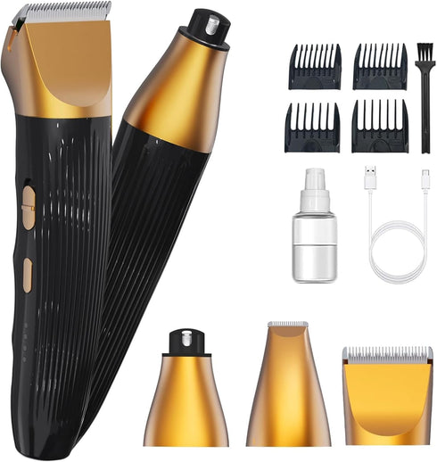 3-in-1Dog Hair Clippers Grooming Kit with Paw Trimmer- Rechargeable Cordless Quiet Nail