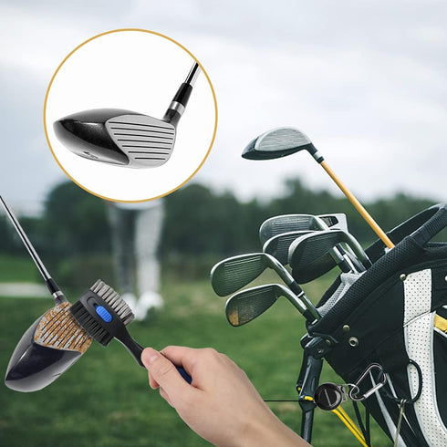 THIODOON 2 Pack Golf Club Brushes and Groove Cleaner with Magnetic Keychain and Oversized Brush Head