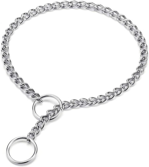 Mogoko Stainless Steel Dog Choke Chain Collar - Puppy Metal P Chain Slip Collar for Training Walking