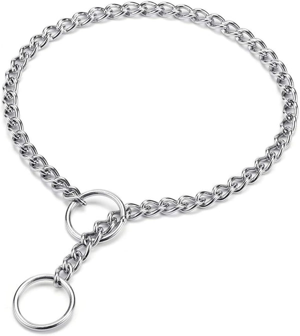 Mogoko Stainless Steel Dog Choke Chain Collar - Puppy Metal P Chain Slip Collar for Training Walking