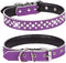 Rhinestones Dog Collar - Adjustable Sparkly Crystal Studded Genuine Leather Collar for Small and Medium Dogs (S, Purple)