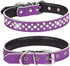 Rhinestones Dog Collar - Adjustable Sparkly Crystal Studded Genuine Leather Collar for Small and Medium Dogs (S, Purple)