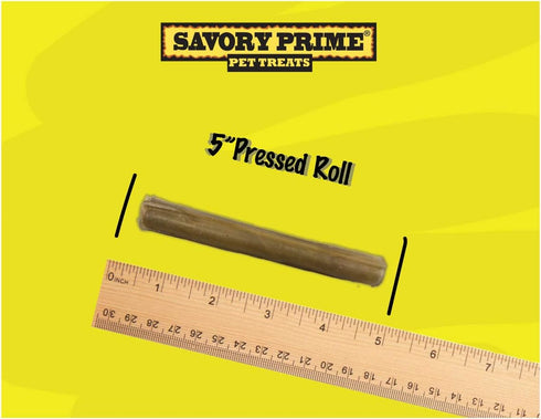 Savory Prime Pressed Roll, 25-Pack, 5-Inch, Natural, All Breed Sizes